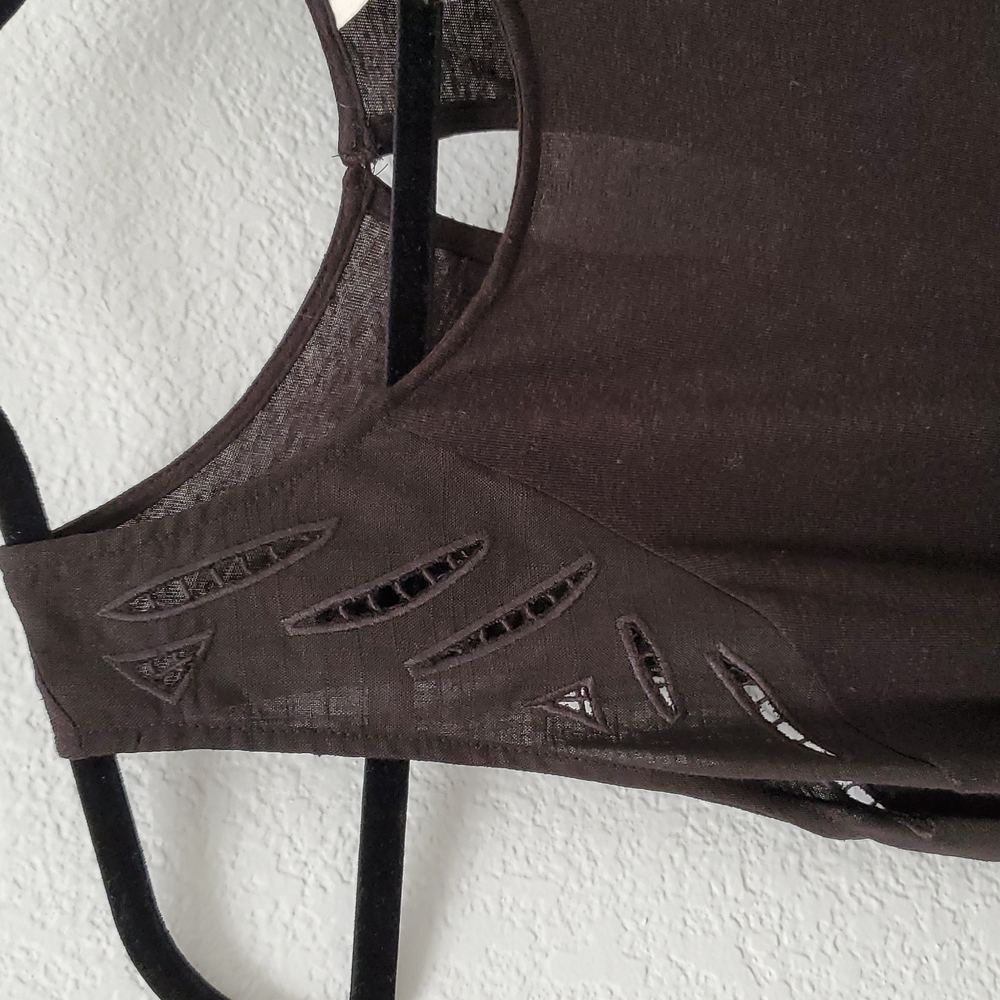 NWT Universal Thread Black Tank Eyelet style cutout detail L